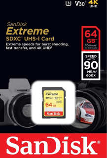 Picture of SanDisk Extreme SDXC 64GB - 90MB/s - V30